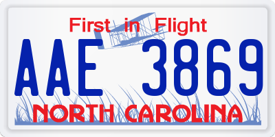 NC license plate AAE3869