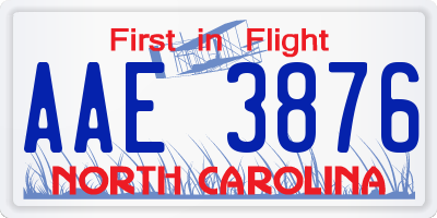NC license plate AAE3876