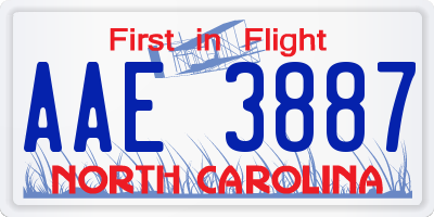 NC license plate AAE3887