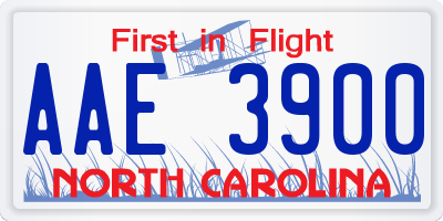 NC license plate AAE3900