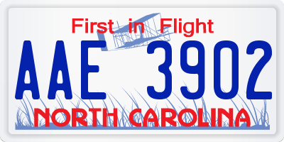 NC license plate AAE3902