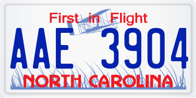 NC license plate AAE3904