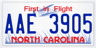 NC license plate AAE3905