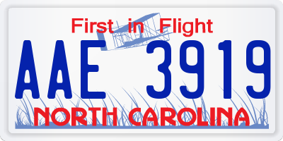 NC license plate AAE3919