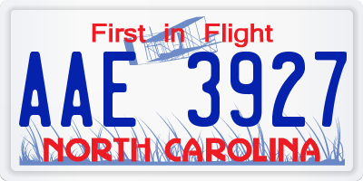 NC license plate AAE3927
