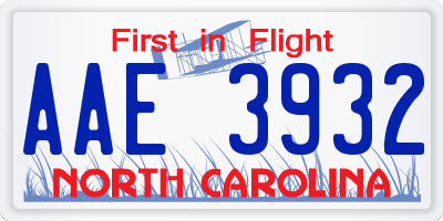 NC license plate AAE3932