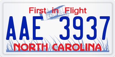 NC license plate AAE3937