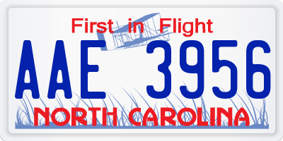 NC license plate AAE3956