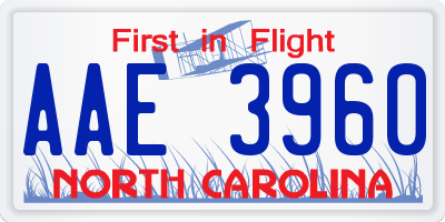 NC license plate AAE3960