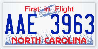 NC license plate AAE3963