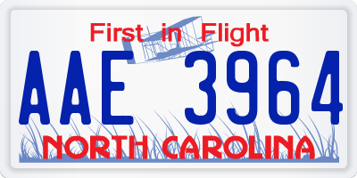 NC license plate AAE3964
