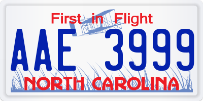 NC license plate AAE3999