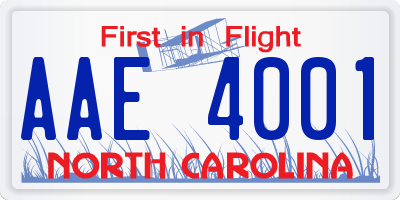 NC license plate AAE4001