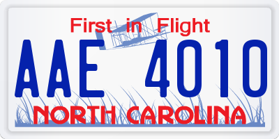 NC license plate AAE4010