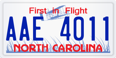 NC license plate AAE4011
