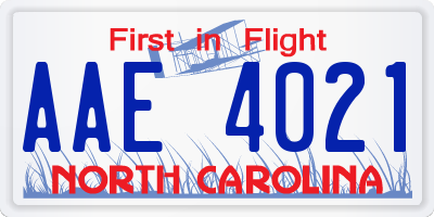 NC license plate AAE4021