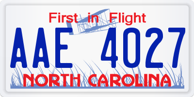 NC license plate AAE4027