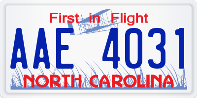 NC license plate AAE4031