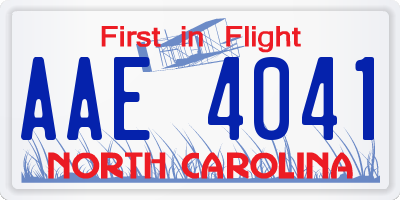 NC license plate AAE4041