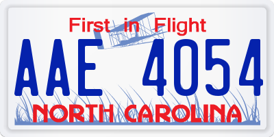 NC license plate AAE4054