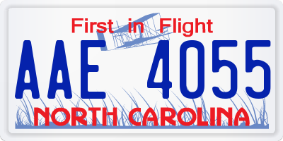 NC license plate AAE4055