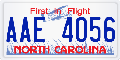 NC license plate AAE4056