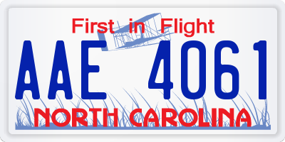 NC license plate AAE4061