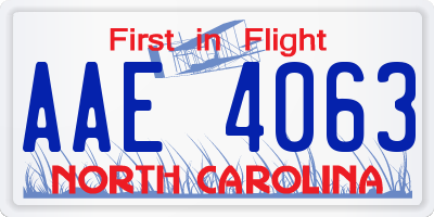 NC license plate AAE4063