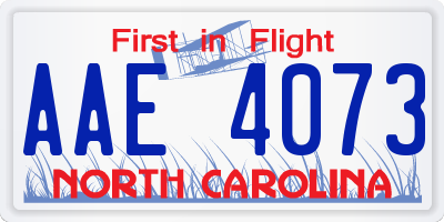 NC license plate AAE4073