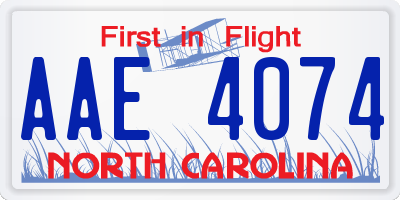 NC license plate AAE4074