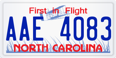 NC license plate AAE4083