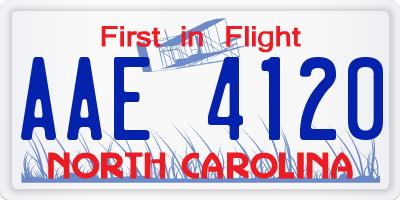 NC license plate AAE4120