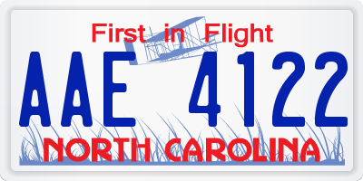 NC license plate AAE4122