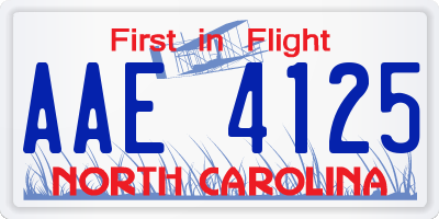 NC license plate AAE4125