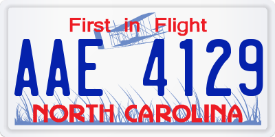NC license plate AAE4129