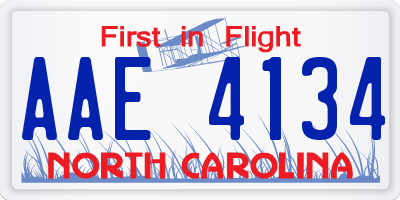 NC license plate AAE4134