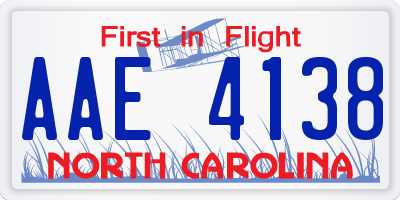 NC license plate AAE4138