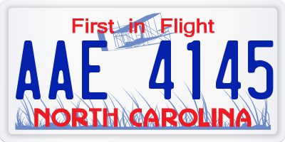 NC license plate AAE4145