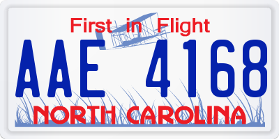 NC license plate AAE4168