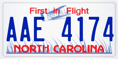 NC license plate AAE4174