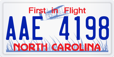 NC license plate AAE4198