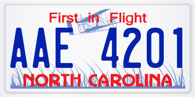 NC license plate AAE4201
