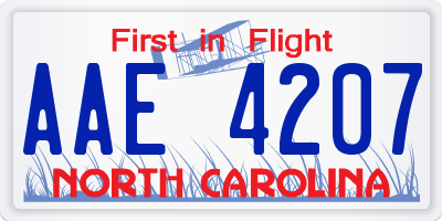 NC license plate AAE4207