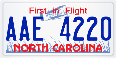 NC license plate AAE4220