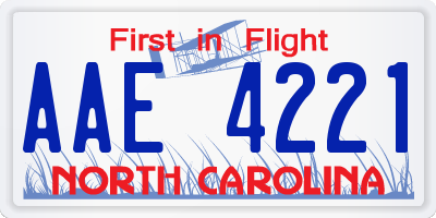 NC license plate AAE4221