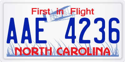 NC license plate AAE4236