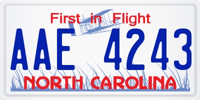NC license plate AAE4243