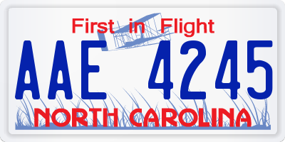 NC license plate AAE4245