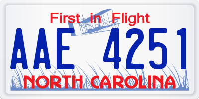 NC license plate AAE4251