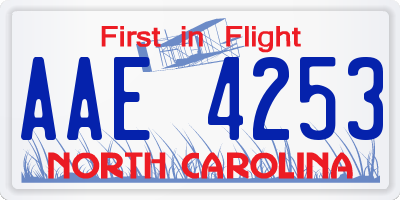 NC license plate AAE4253